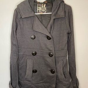 Billabong Women’s Double Breasted Coat Jacket Sweater in Grey
